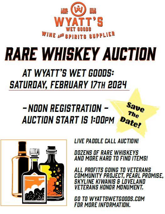 Wyatt's Rare Whiskey Auction supporting local charities.